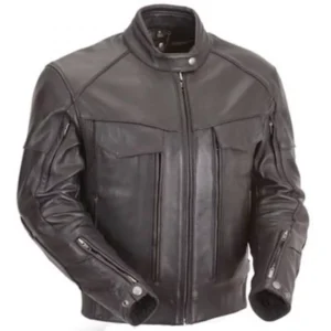 Riding Leather Jacket with Stretch Panel